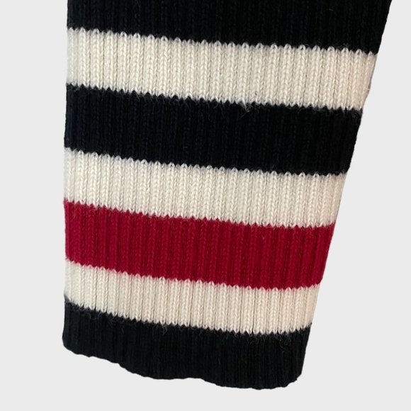 Lauren Ralph Lauren Rib-Knit Sweater Womens Medium Black White Striped Crewneck - Picture 8 of 12